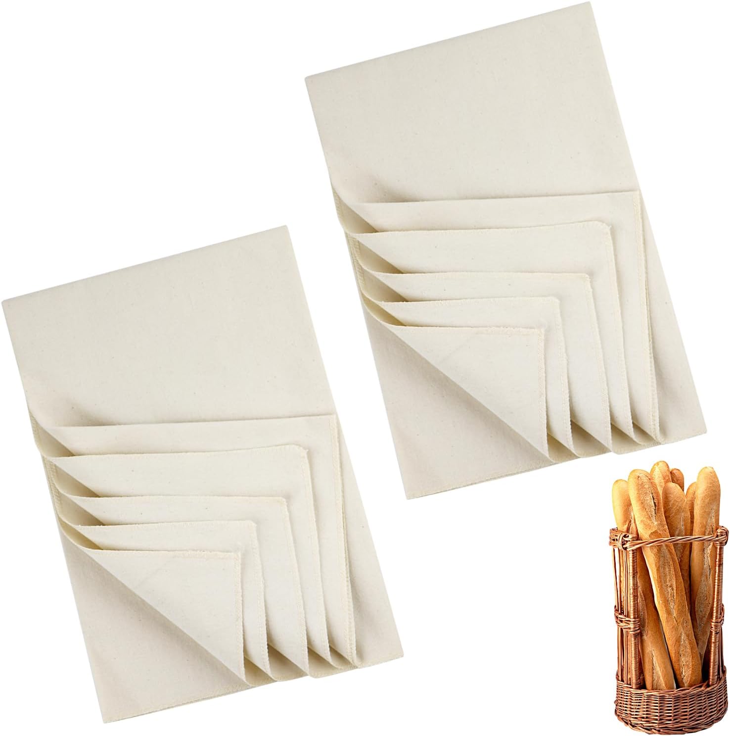 Bread Proofing Cloth, 2 Pcs Bakers Couche 35.4″ x 26″ Large, Natural Cotton Fabric for Dough Rising and Shaping