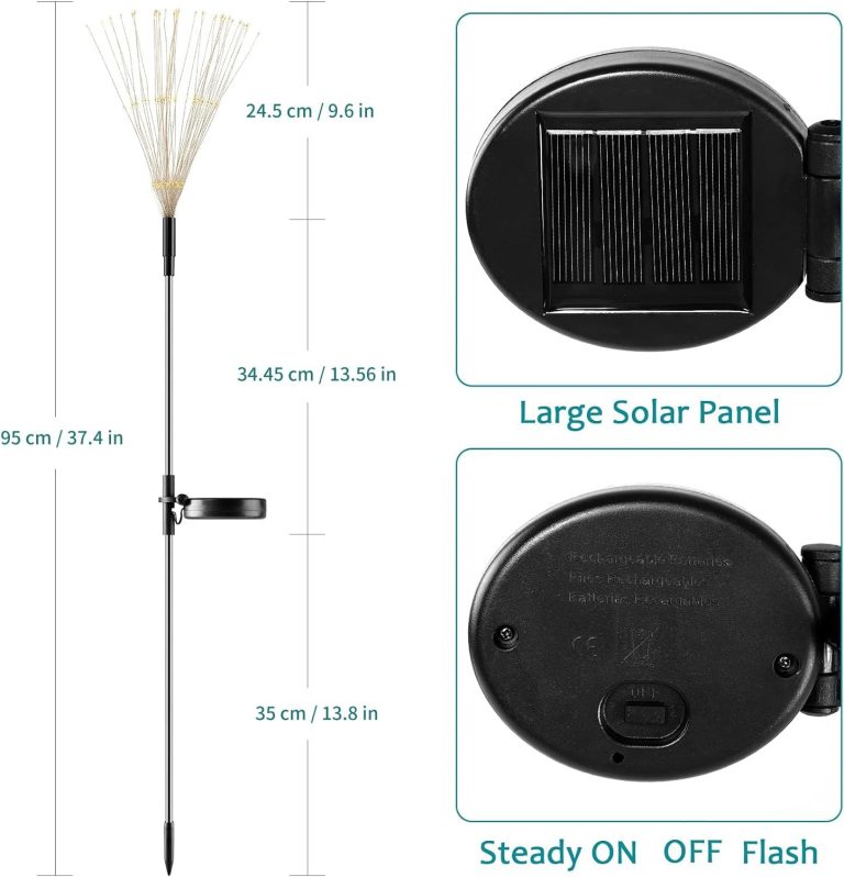 Solar Firework Lights, 2 Pack 120 LEDs 2 Lighting Modes Solar Garden Lights Outdoor Waterproof for Yard Patio Walkway Pathway Party Wedding Christmas Decorative- Cool White
